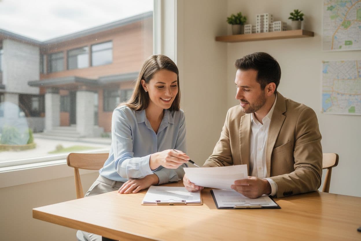 Vantage team member reviewing property details with an owner at a local office
