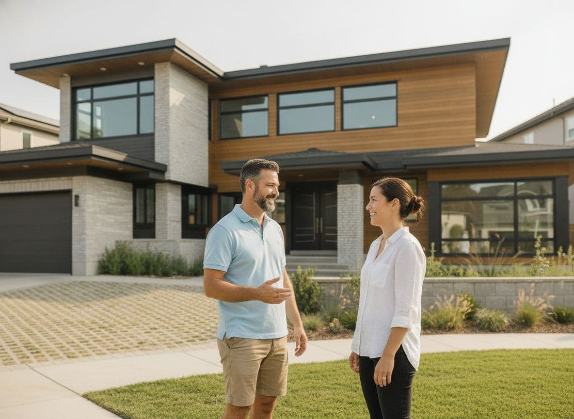 Local Vantage team member talking with a property owner outside a residential home